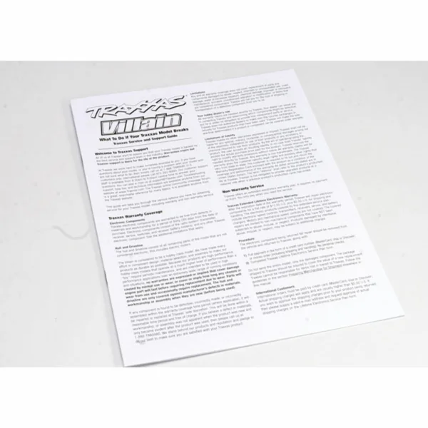 Traxxas Operating instructions Villain — image 1 of 2