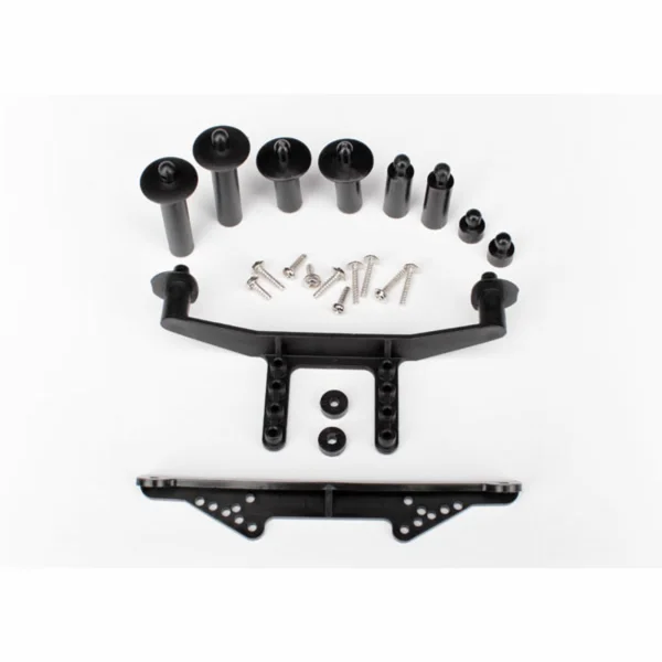Traxxas Body mount front rear (black)/ body posts 52mm (2) 38mm (2) 25mm (2) 6.5mm (2)/ body post extensions (2)/ hardware