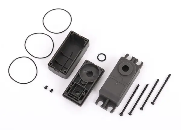 Traxxas Servo case, plastic (top, middle, bottom) / gaskets / hardware (for 2275 servo) — image 2 of 2