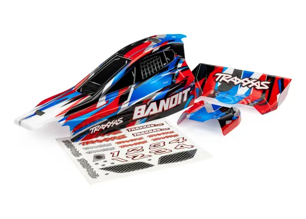 Traxxas Body, Bandit (also fits Bandit VXL), red/ wing (painted, decals applied) — image 2 of 2