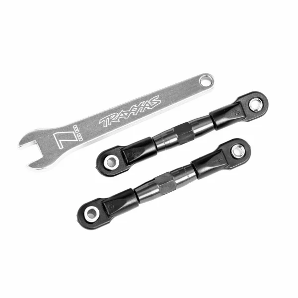 Traxxas Camber links, rear (TUBES charcoal gray-anodised, 7075-T6 aluminium, stronger than titanium) (2) (assembled with rod ends and hollow balls)/ aluminium wrench (1) (fits Drag Slash)