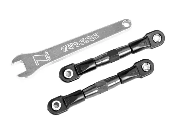 Traxxas Camber links, rear (TUBES charcoal gray-anodised, 7075-T6 aluminium, stronger than titanium) (2) (assembled with rod ends and hollow balls)/ aluminium wrench (1) (fits Drag Slash) &mdash; image 2 of 2