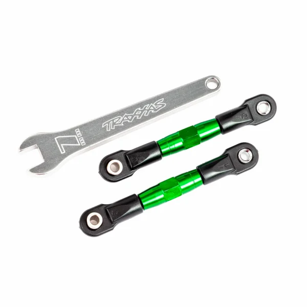 Traxxas Camber links, rear (TUBES green-anodised, 7075-T6 aluminium, stronger than titanium) (2) (assembled with rod ends and hollow balls)/ aluminium wrench (1) (fits Drag Slash)
