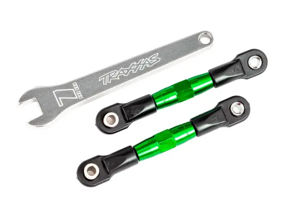 Traxxas Camber links, rear (TUBES green-anodised, 7075-T6 aluminium, stronger than titanium) (2) (assembled with rod ends and hollow balls)/ aluminium wrench (1) (fits Drag Slash) — image 2 of 2