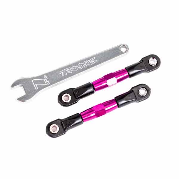 Traxxas Camber links, rear (TUBES pink-anodised, 7075-T6 aluminium, stronger than titanium) (2) (assembled with rod ends and hollow balls)/ aluminium wrench (1) (fits Drag Slash)