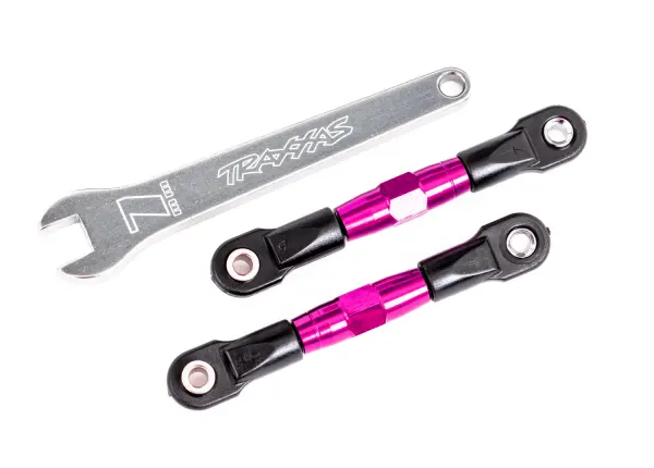 Traxxas Camber links, rear (TUBES pink-anodised, 7075-T6 aluminium, stronger than titanium) (2) (assembled with rod ends and hollow balls)/ aluminium wrench (1) (fits Drag Slash) — image 2 of 2