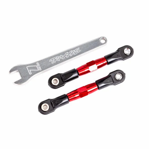 Traxxas Camber links, rear (TUBES red-anodised, 7075-T6 aluminium, stronger than titanium) (2) (assembled with rod ends and hollow balls)/ aluminium wrench (1) (fits Drag Slash)