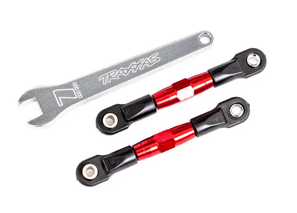 Traxxas Camber links, rear (TUBES red-anodised, 7075-T6 aluminium, stronger than titanium) (2) (assembled with rod ends and hollow balls)/ aluminium wrench (1) (fits Drag Slash) &mdash; image 2 of 2