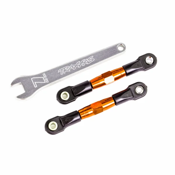 Traxxas Camber links, rear (TUBES orange-anodised, 7075-T6 aluminium, stronger than titanium) (2) (assembled with rod ends and hollow balls)/ aluminium wrench (1) (fits Drag Slash)