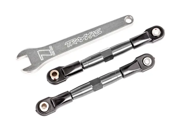 Traxxas Camber links, front (TUBES charcoal gray-anodised, 7075-T6 aluminium, stronger than titanium) (2) (assembled with rod ends and hollow balls)/ aluminium wrench (1) (fits Drag Slash) — image 2 of 2
