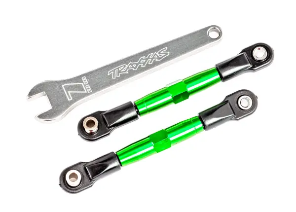 Traxxas Camber links, front (TUBES green-anodised, 7075-T6 aluminium, stronger than titanium) (2) (assembled with rod ends and hollow balls)/ aluminium wrench (1) (fits Drag Slash) &mdash; image 2 of 2