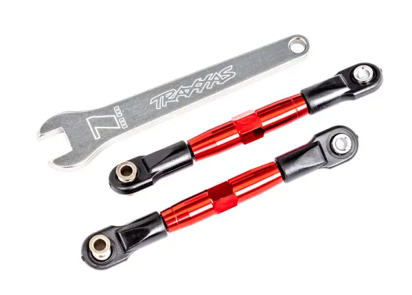 Traxxas Camber links, front (TUBES red-anodised, 7075-T6 aluminium, stronger than titanium) (2) (assembled with rod ends and hollow balls)/ aluminium wrench (1) (fits Drag Slash) — image 2 of 2