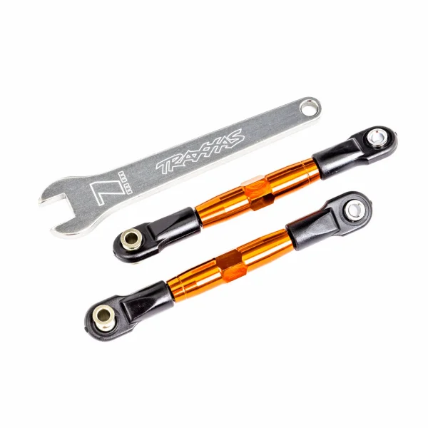Traxxas Camber links, front (TUBES orange-anodised, 7075-T6 aluminium, stronger than titanium) (2) (assembled with rod ends and hollow balls)/ aluminium wrench (1) (fits Drag Slash)