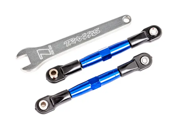 Traxxas Camber links, front (TUBES blue-anodised, 7075-T6 aluminium, stronger than titanium) (2) (assembled with rod ends and hollow balls)/ aluminium wrench (1) (fits Drag Slash) &mdash; image 2 of 2