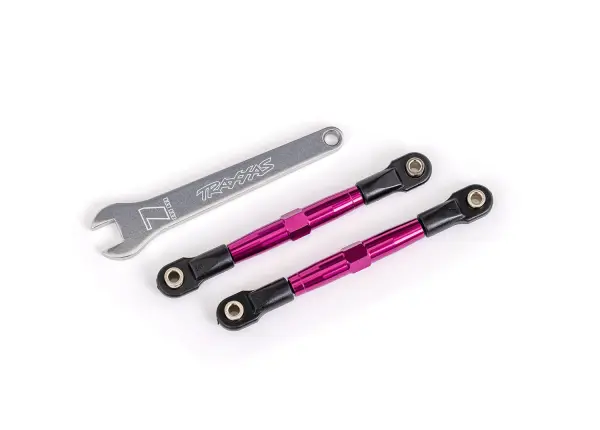 Traxxas Toe links, front (TUBES pink-anodised, 7075-T6 aluminium, stronger than titanium) (2) (assembled with rod ends and hollow balls)/ aluminium wrench (1) (fits Drag Slash) — image 2 of 2