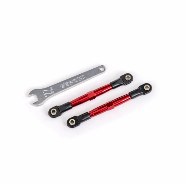 Traxxas Toe links, front (TUBES red-anodised, 7075-T6 aluminium, stronger than titanium) (2) (assembled with rod ends and hollow balls)/ aluminium wrench (1) (fits Drag Slash)