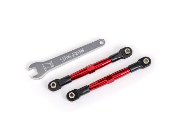 Traxxas Toe links, front (TUBES red-anodised, 7075-T6 aluminium, stronger than titanium) (2) (assembled with rod ends and hollow balls)/ aluminium wrench (1) (fits Drag Slash) &mdash; image 2 of 2