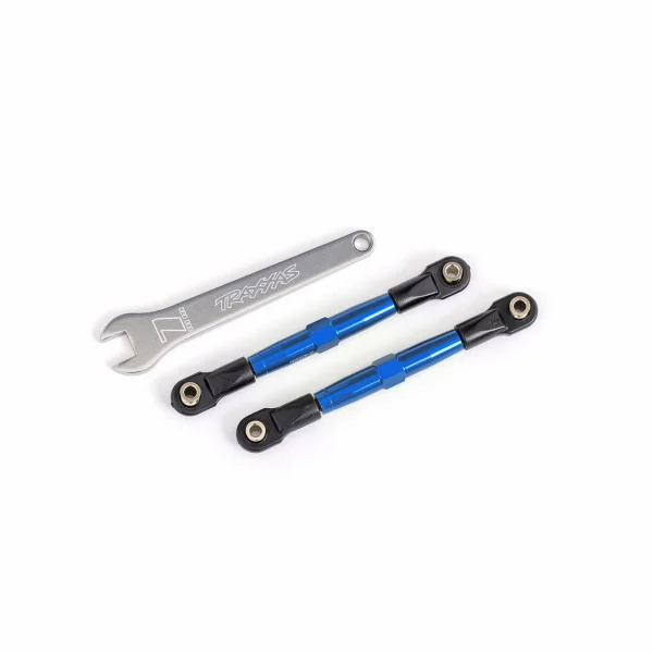 Traxxas Toe links, front (TUBES blue-anodised, 7075-T6 aluminium, stronger than titanium) (2) (assembled with rod ends and hollow balls)/ aluminium wrench (1) (fits Drag Slash)