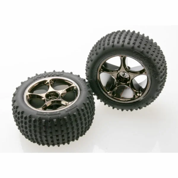 Traxxas Alias Tires with Tracer 2.2 Black Chrome Wheels (assembled glued) (rear) (TSM rated) — image 1 of 3