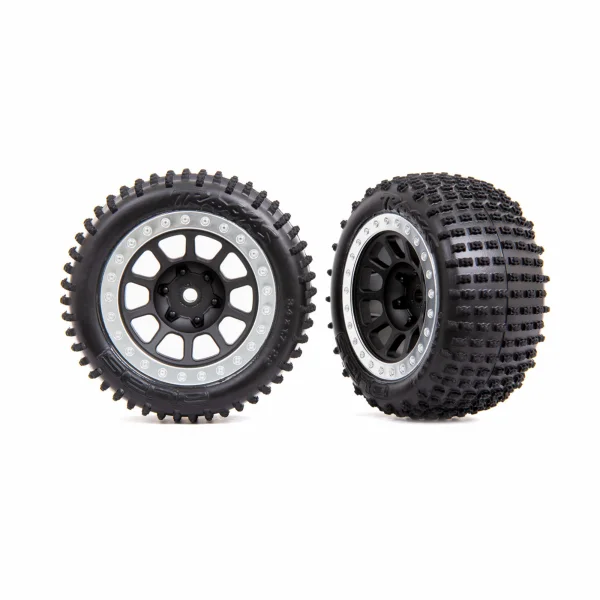 Traxxas Tyres + wheels, assembled (2.2 graphite gray, satin chrome beadlock wheels, Alias 2.2 Tyres) (2) (Bandit rear, medium compound with foam inserts)