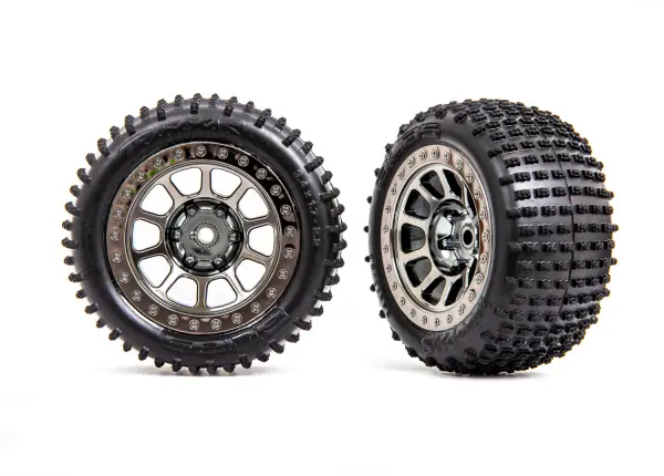 Traxxas Tyres + wheels, assembled (2.2 black chrome wheels, Alias 2.2 Tyres) (2) (Bandit rear, medium compound with foam inserts) — image 2 of 2