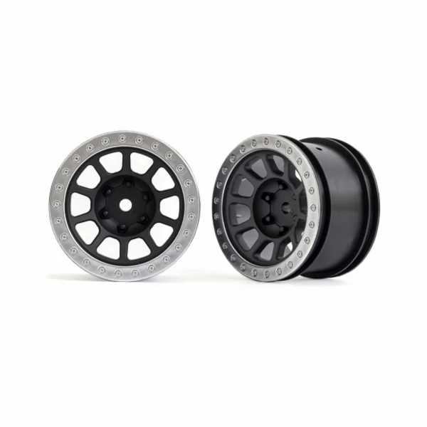 Traxxas Wheels, 2.2 (graphite gray, satin chrome beadlock) (2) (Bandit rear)