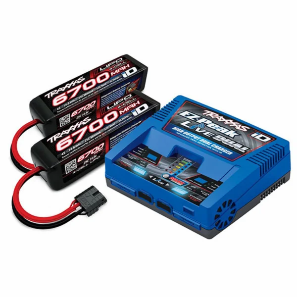 Traxxas iD Completer Pack with 1x TRX2973 EZ-Peak Live Dual Charger + 2 x TRX2890X LiPo 4S 6700mAh Battery