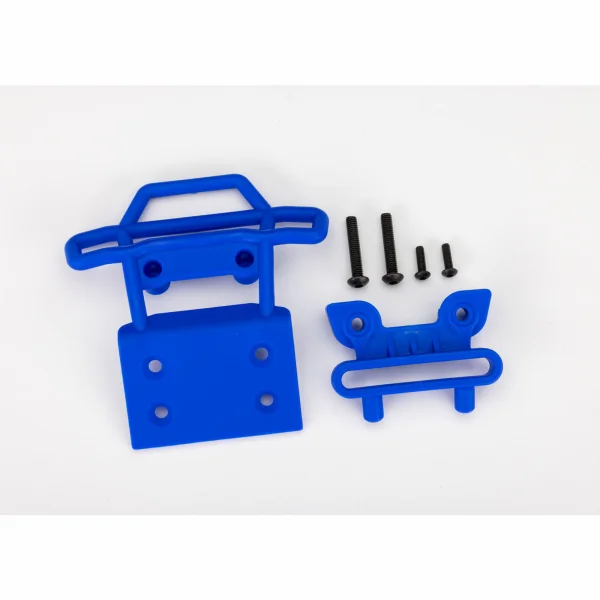 Traxxas Bumper, front/ bumper mount, front / 4x23mm BCS (2)/ 3x10mm BCS (2) (blue) — image 1 of 2