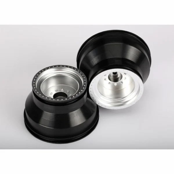 Traxxas Wheels satin chrome dual profile (2.0 outer 3.0 inner) (nitro rear/ electric front) (2)