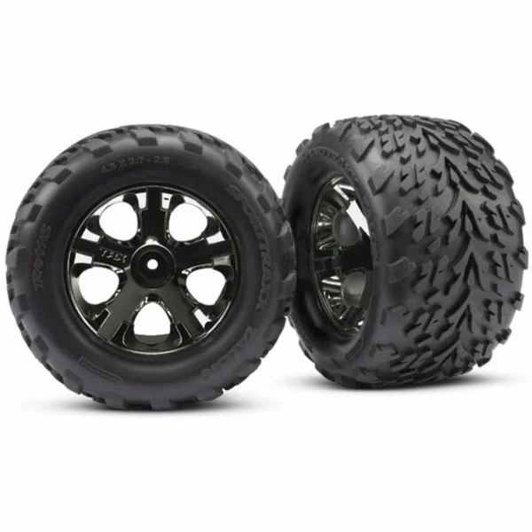 Traxxas Talon tires All-Star black chrome wheels foam inserts (assembled and glued) (nitro rear/ electric front) (2) (TSM rated)