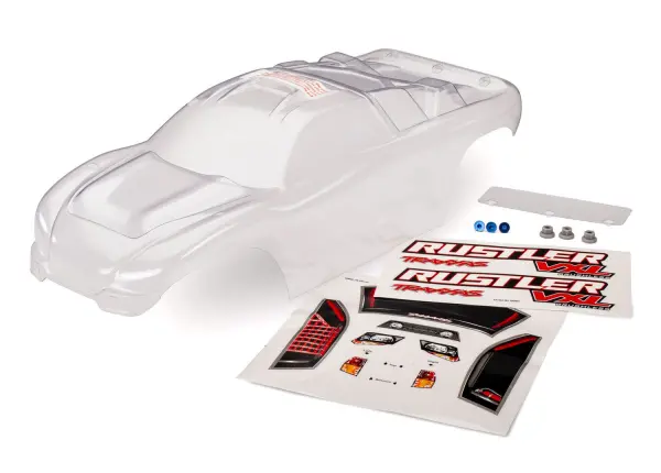 Traxxas Body Rustler (clear requires painting)/window lights decal sheet/ wing and Aluminium hardware — image 4 of 4