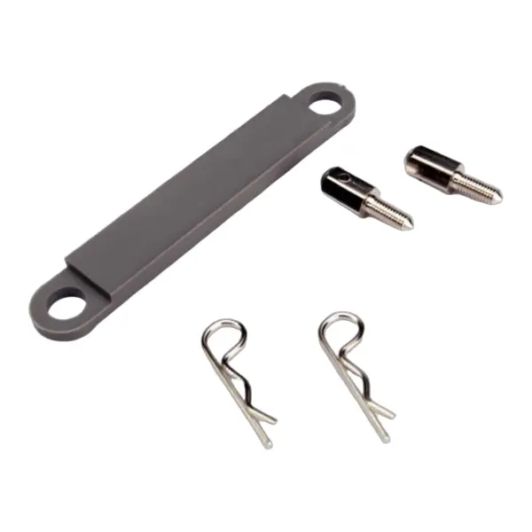 Traxxas Battery hold-down plate (grey) / metal posts (2) / body clips (2) — image 1 of 4