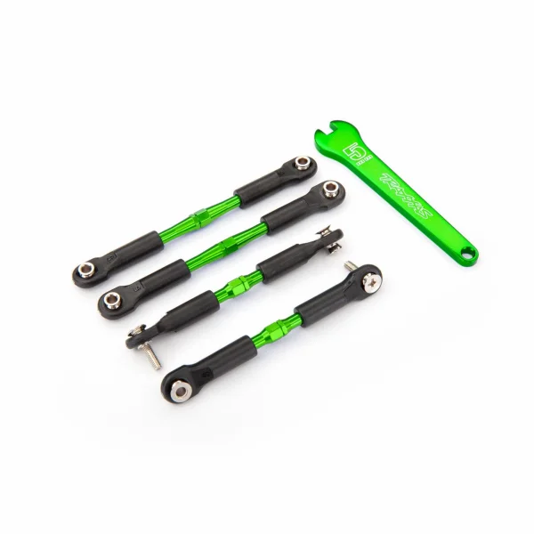 Traxxas Turnbuckles, aluminium (green-anodised), camber links, front, 39mm (2), rear, 49mm (2) (assembled with rod ends + hollow balls)/ wrench