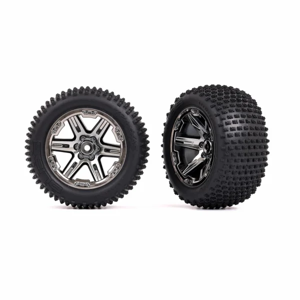 Traxxas Tyres + wheels, assembled, glued (2.8) (RXT black chrome wheels, Alias Tyres, foam inserts) (2WD electric rear) (2) (TSM rated)