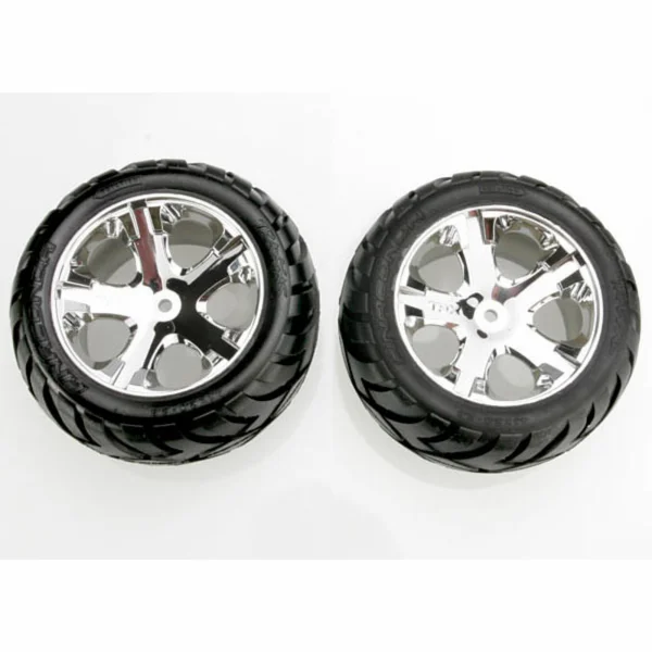 Traxxas Anaconda tires All Star chrome wheels assembled glued (with foam inserts) (electric rear) (1 left 1 right) — image 1 of 3