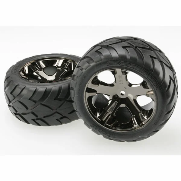 Traxxas Anaconda Tyres Pre Glued On All Star Black Chrome Wheels - 12mm Hex (2WD Elec Rear)