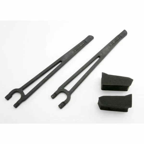 Traxxas Hold downs battery left right (2)/ foam spacers (2) (fits standard battery packs)