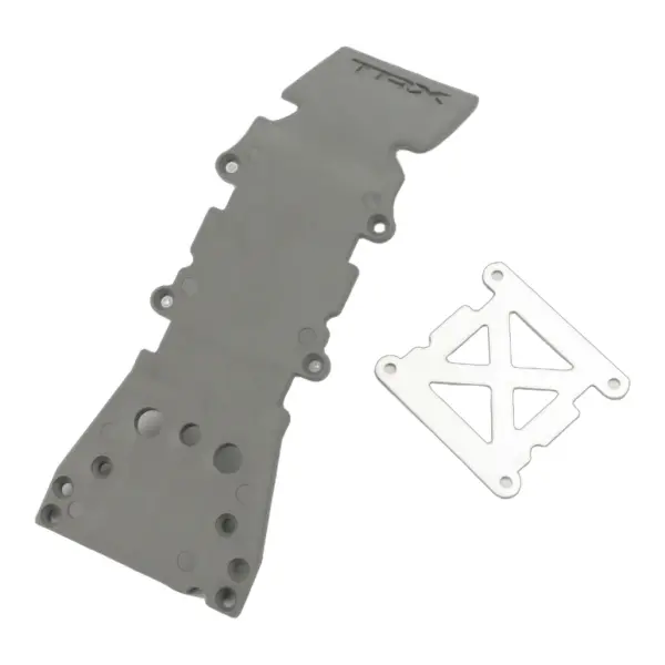 Traxxas Skidplate front plastic (grey)/ stainless steel plate — image 1 of 4