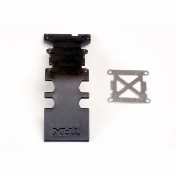 Traxxas Skidplate rear plastic (black)/ stainless steel plate