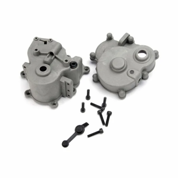 Traxxas Gearbox halves (front rear)/ rubber access plug/ shift detent ball/ spring/ 4mm GS/ shift shaft seal glued