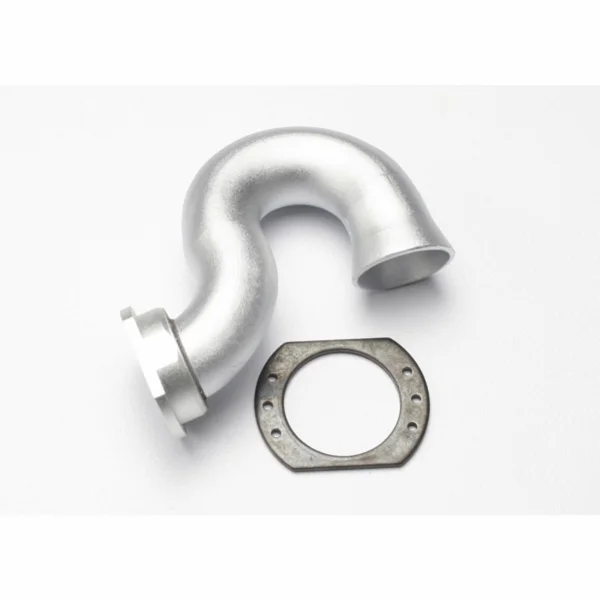 Traxxas Header exhaust (tubular Aluminium silver-anodized)/ spring mount (TRX 2.5 2.5R 3.3)