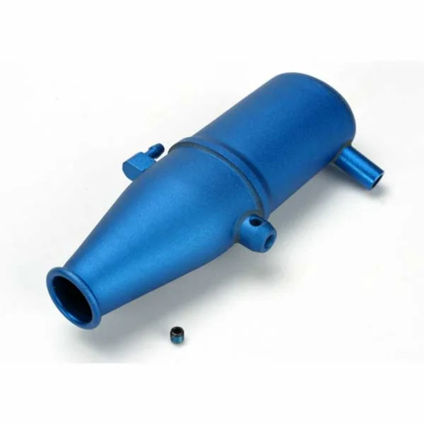 Traxxas Tuned pipe Aluminium blue-anodized (dual chamber with pressure fitting)/ 4mm GS