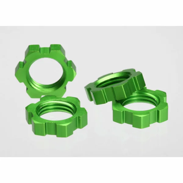 Traxxas Wheel nuts splined 17mm (green-anodized) (4)