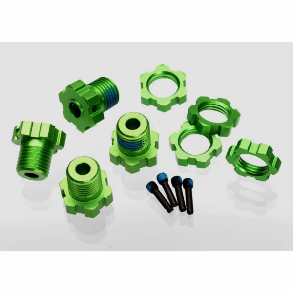 Traxxas Green-anodized Aluminium 17mm splined wheel hubs and hex nuts