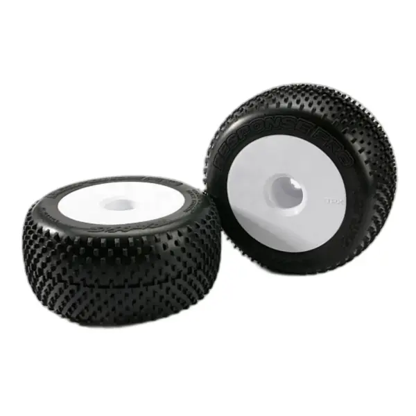 Traxxas Response Pro Tyres - Pre Glued On 3.8 White Dish Wheels - 17mm Traxxas Splined Fitting - Pair — image 1 of 3