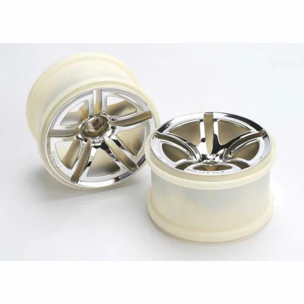 Traxxas Twin-Spoke 2.8 Wheels (chrome) (nitro rear/ electric front) (2)