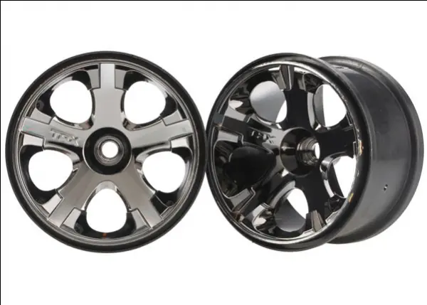 Traxxas All Star Black Chrome Wheels - 2.8 Inch Diameter - Bearing Fit &mdash; image 4 of 4