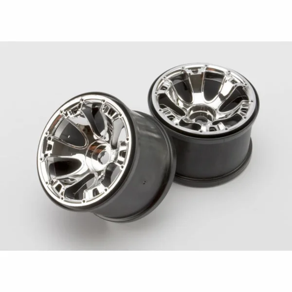 Traxxas Wheels Geode 3.8 (chrome) (2) (use with 17mm splined wheel hubs nuts part 5353X beadlock-style sidewall protectors part 5665 5666 5667)