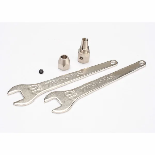 Traxxas Motor coupler collet style/ GS 4x3 SS (with threadlock) (1)/ wrench 10mm (2)