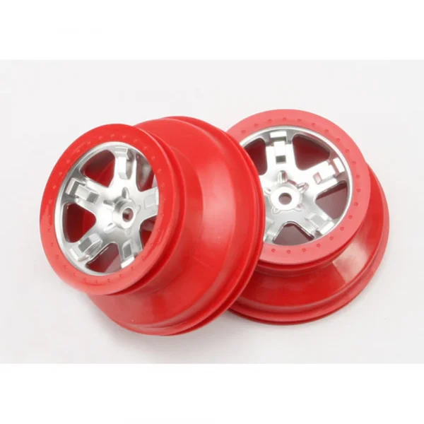 Traxxas Short Course Chrome SCT Wheels - Red Beadlock - 12mm Hex (2)